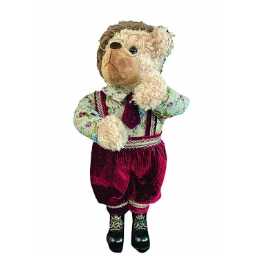 JΚ Home Décor - Αρκουδάκι Λούτρινο Μπεζ-Μπορντώ 55cm
