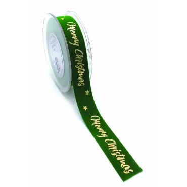 JΚ Home Décor - Κορδέλα Βελούδο Πράσινη Foil Greetings 2.3cmX9m