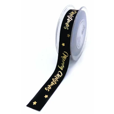 JΚ Home Décor - Κορδέλα Βελούδο Μαύρη Foil Greetings 2.3cmX9m