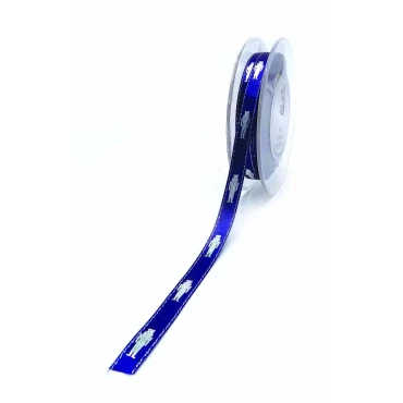 JΚ Home Décor - Κορδέλα Σατέν Μπλε Nutcraker Χρυσοτυπία 1cmX18.2m