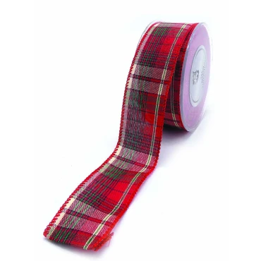 JΚ Home Décor - Κορδέλα Crossline Red-Ivory-Green 4.3cmX9m