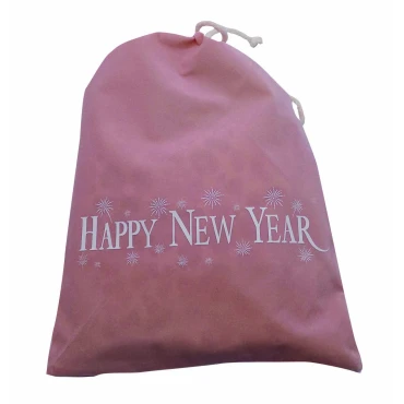 JΚ Home Décor - Πουγκί Βελούδο Ροζ Κορδόνι Happy New Year 30cmX40cm