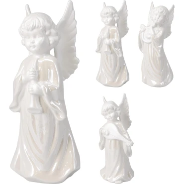 JK Home Décor - Άγγελος από Πορσελάνη Λευκό 7x7x20cm 3Σχδ