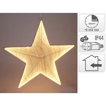 JK Home Décor - Αστέρι 248Led Ύφασμα Χρυσό 59cm