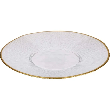JK Home Décor - Πιάτο από Γυαλί με Χρυσό 28cm