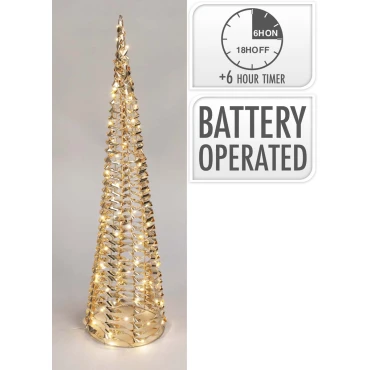 JK Home Décor - Δέντρο Κώνος 80LED Μέταλλο Χρυσό 20x80cm
