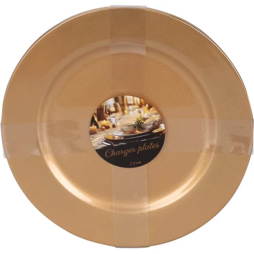 JK Home Décor - Πιατέλα από Πλαστικό Χρυσό 33cm S/4