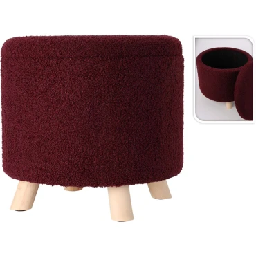 JK Home Décor - Storage Stool Teddy Burgundy 40cm