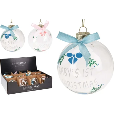 JK Home Décor - Μπάλα Χριστουγέννων Baby από Γυαλί 8cm 2Σχδ