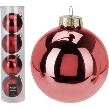 JK Home Décor - Μπάλα Γυάλινη Κόκκινη 10cm S/4