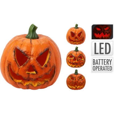JK Home Décor - Κολοκύθα Φάντασμα LED Πορτοκαλί 15x16cm 3Σχδ
