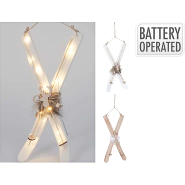 JK Home Décor - Σκι 15LED Ξύλο 15x42cm 2Σχδ