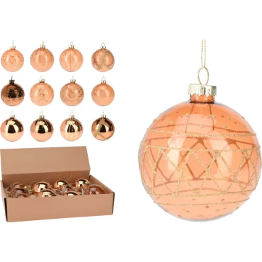 JK Home Décor - Μπάλα με Glitter Πορτοκαλί 8cm 2Σχδ