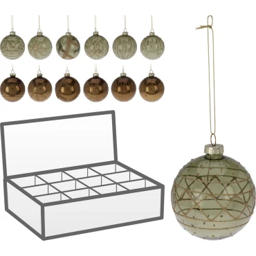 JK Home Décor - Μπάλα με Glitter Πράσινο 8cm 2Σχδ