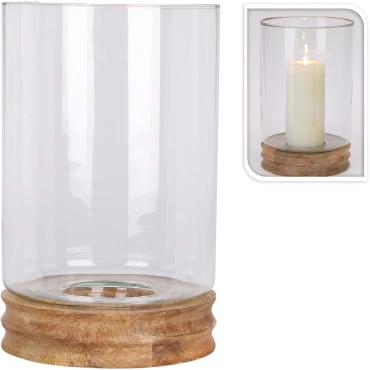 JK Home Décor - Κηροπήγιο από Γυαλί & Mango 20x33cm