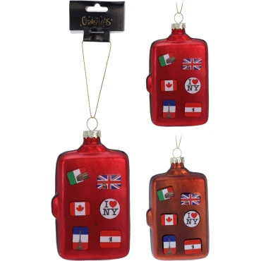 JK Home Décor - Στολίδι Βαλίτσα Γυαλί 6x10cm 3Σχδ