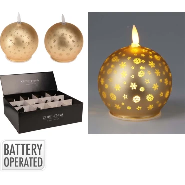 JK Home Décor - Κερί LED Μπάλα Χρυσό 10cm