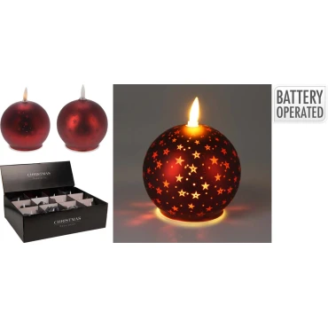 JK Home Décor - Κερί LED Μπάλα Κόκκινο 10cm