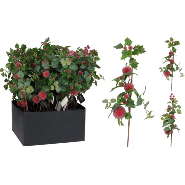 JK Home Décor - Κλαδί με Μήλα & Ευκάλυπτο 50cm 2Σχδ