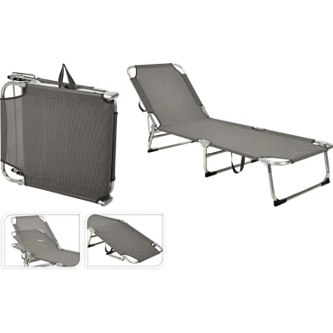 JK Home Décor - Ξαπλώστρα Αναδιπλόμενη Γκρι 190x56x27cm