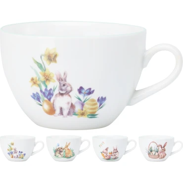 JK Home Décor - Κούπα με Κουνέλι Πορσελάνη 420ml 11x8cm 4Σχδ