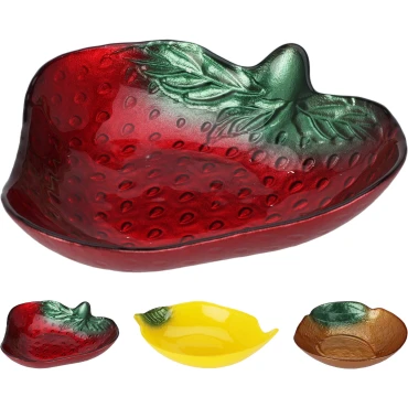 JK Home Décor - Πιάτο Φρούτο από Γυαλί 15cm 3Σχδ