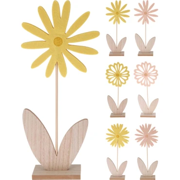 JK Home Décor - Λουλούδι από Τσόχα σε Βάση Κίτρινο 18x42cm 6Σχδ