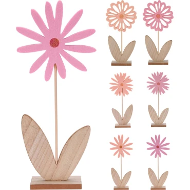 JK Home Décor - Λουλούδι από Τσόχα σε Βάση Ροζ 18x42cm 6Σχδ