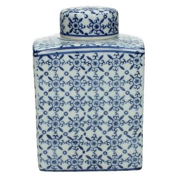 JK Home Décor - Βάζο με Καπάκι Chinoiserie Πορσελάνη 11x10x17cm