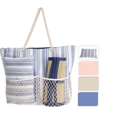 JΚ Home Décor - Τσάντα Θαλάσσης με Μαξιλάρι & Ψάθα 38x14cm 3Σχδ