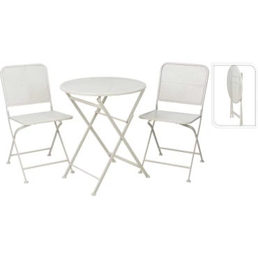 JΚ Home Décor - Τραπεζάκι Bistro 60x70cm 2 Καρέκλες Λευκό 38x41x78 S/3