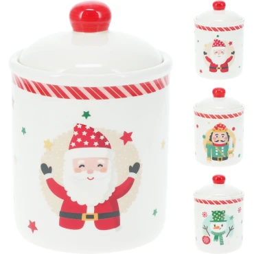JK Home Décor - Μπισκοτιέρα Χριστουγέννων από Πορσελάνη 600ml 10x15cm 3Σχδ