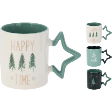JK Home Décor - Κούπα Χριστουγέννων Αστέρι από Πορσελάνη 380ml 8x10cm 3Σχδ
