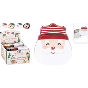 JK Home Décor - Κουτί Μεταλλικό Χριστουγέννων 12x10x2cm 4Σχδ