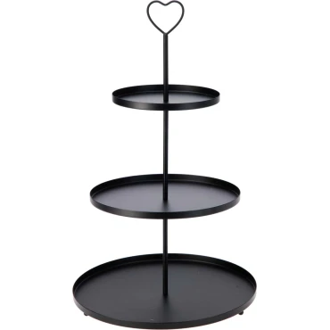 JK Home Décor - Εταζέρα 3-Επιπέδων με Καρδιά από Μέταλλο Μαύρο 30x48cm