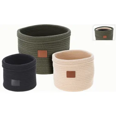 JK Home Décor - Basket Cotton S/3 3ASS