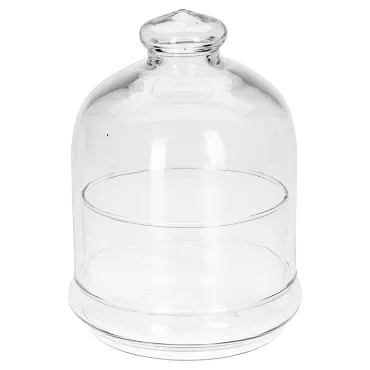 JΚ Home Décor - Καμπάνα Γυάλινη με Μαύρη Βάση 13x14cm