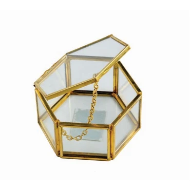 JK Home Décor - Κουτί Terrarium Χρυσό 8x4cm