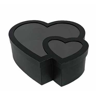 JK Home Décor - Κουτί Χάρτινο Διπλή Καρδιά Μαύρο 22-26x9-11cm