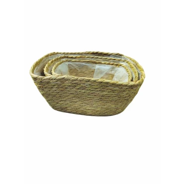 JK Home Décor - Καλάθι Seagrass Φυσικό 25-32x18-24x12-16cm S/3