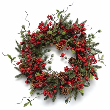 JK Home Décor - Στεφάνι με Berries & Κουκουνάρια 55cm