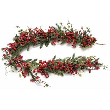 JK Home Décor - Γιρλάντα με Berries & Κουκουνάρια 180cm