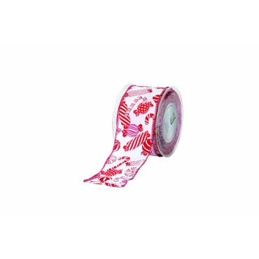 JK Home Décor - Κορδέλα Glitter Candy Canes 6.7cmx9m Κόκκινο-Λευκό