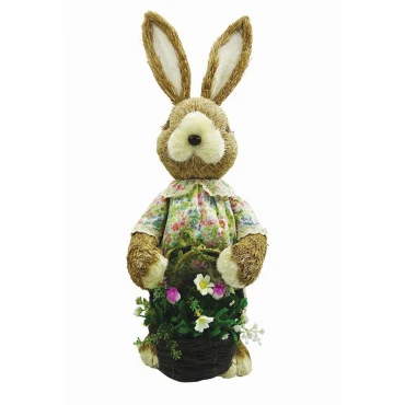 JK Home Décor - Λαγός Χόρτινος με Μπλε Καρώ 60cm
