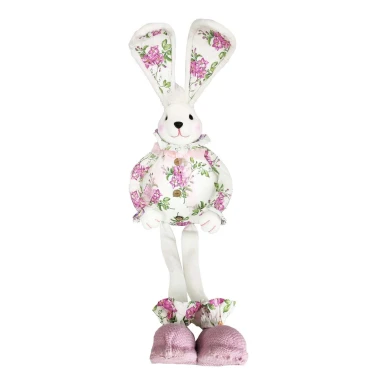 JK Home Décor - Λαγός με Λουλούδια από Φελιζόλ Λευκό 70cm