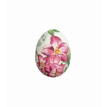 JK Home Décor - Αυγό με Λουλούδια από Φελιζόλ Λευκό 4cm S/6