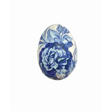 JK Home Décor - Αυγό με Λουλούδια από Φελιζόλ Μπλε 4cm S/6