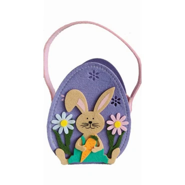 JK Home Décor - Καλάθι Τσόχινο με Αυγό Μωβ 13x8.5x24cm