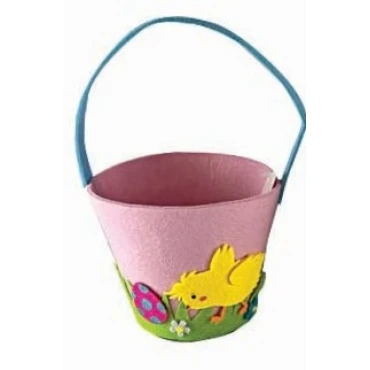 JK Home Décor - Καλάθι Τσόχινο Ροζ 14x12cm