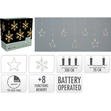 JK Home Décor - Λαμπάκια Κουρτίνα WW Led 200x60cm
